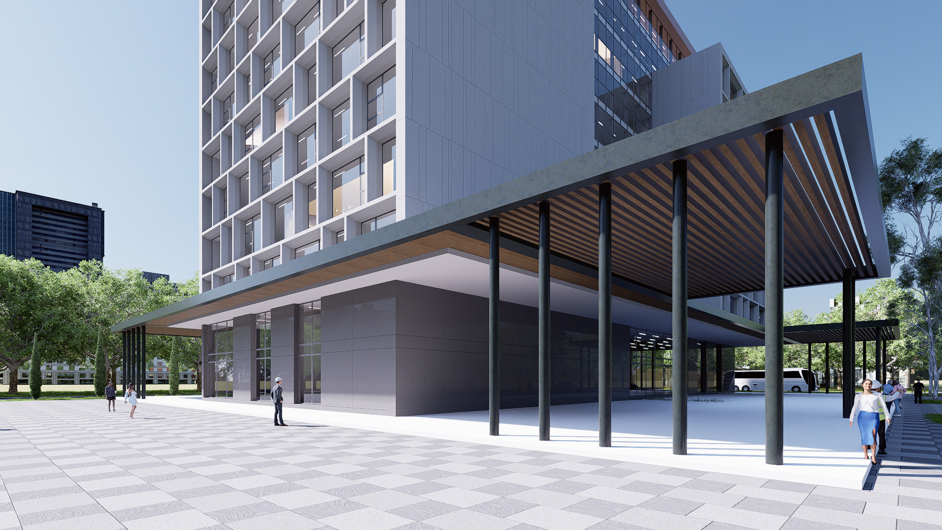 Hotel Low-poly 3D model_8