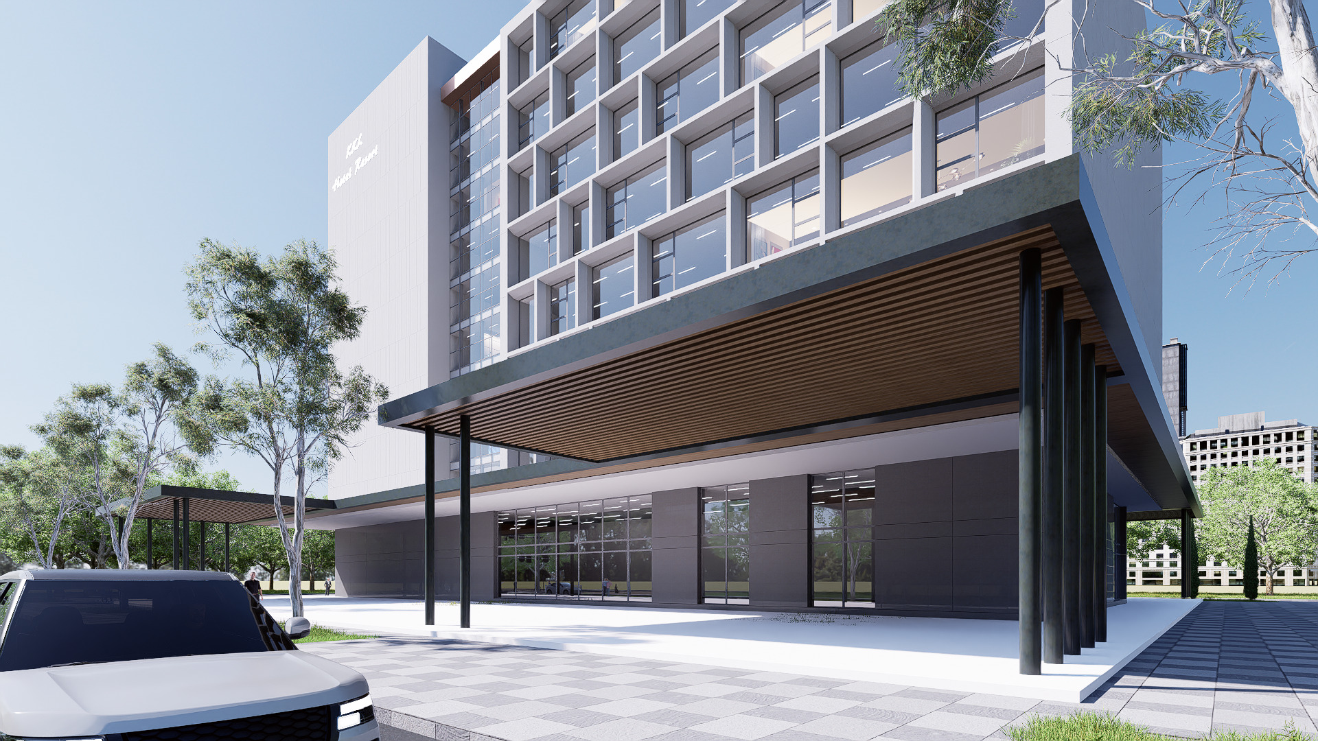 Hotel Low-poly 3D model_6