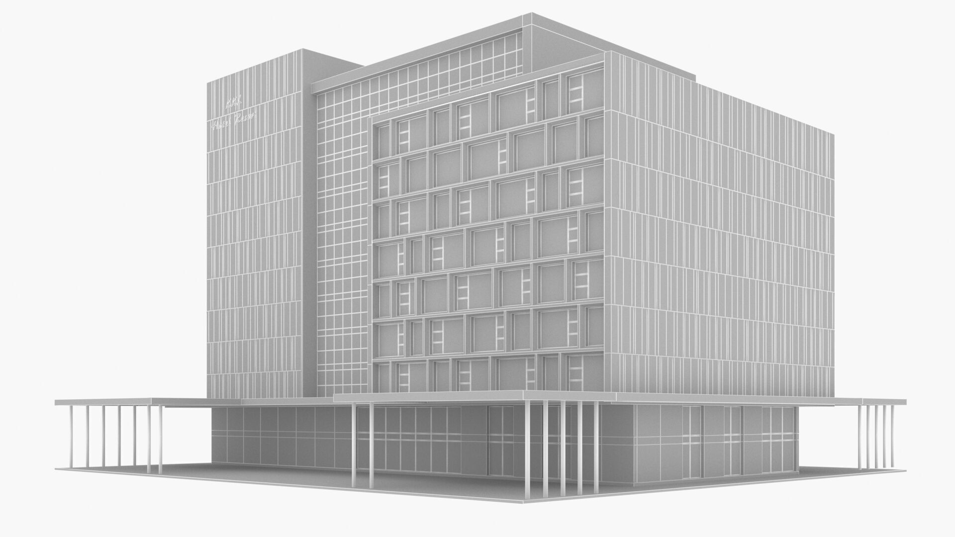 Hotel Low-poly 3D model_16