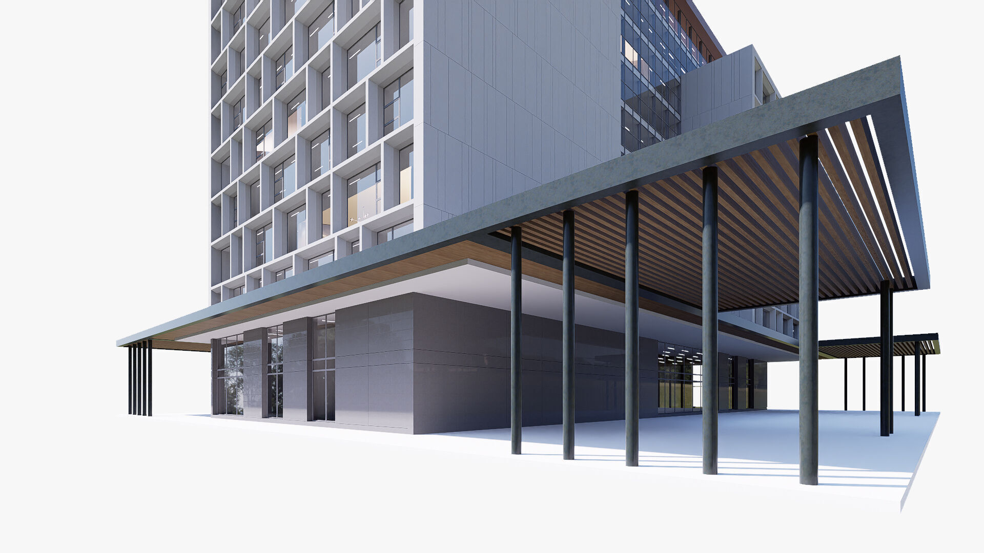 Hotel Low-poly 3D model_7