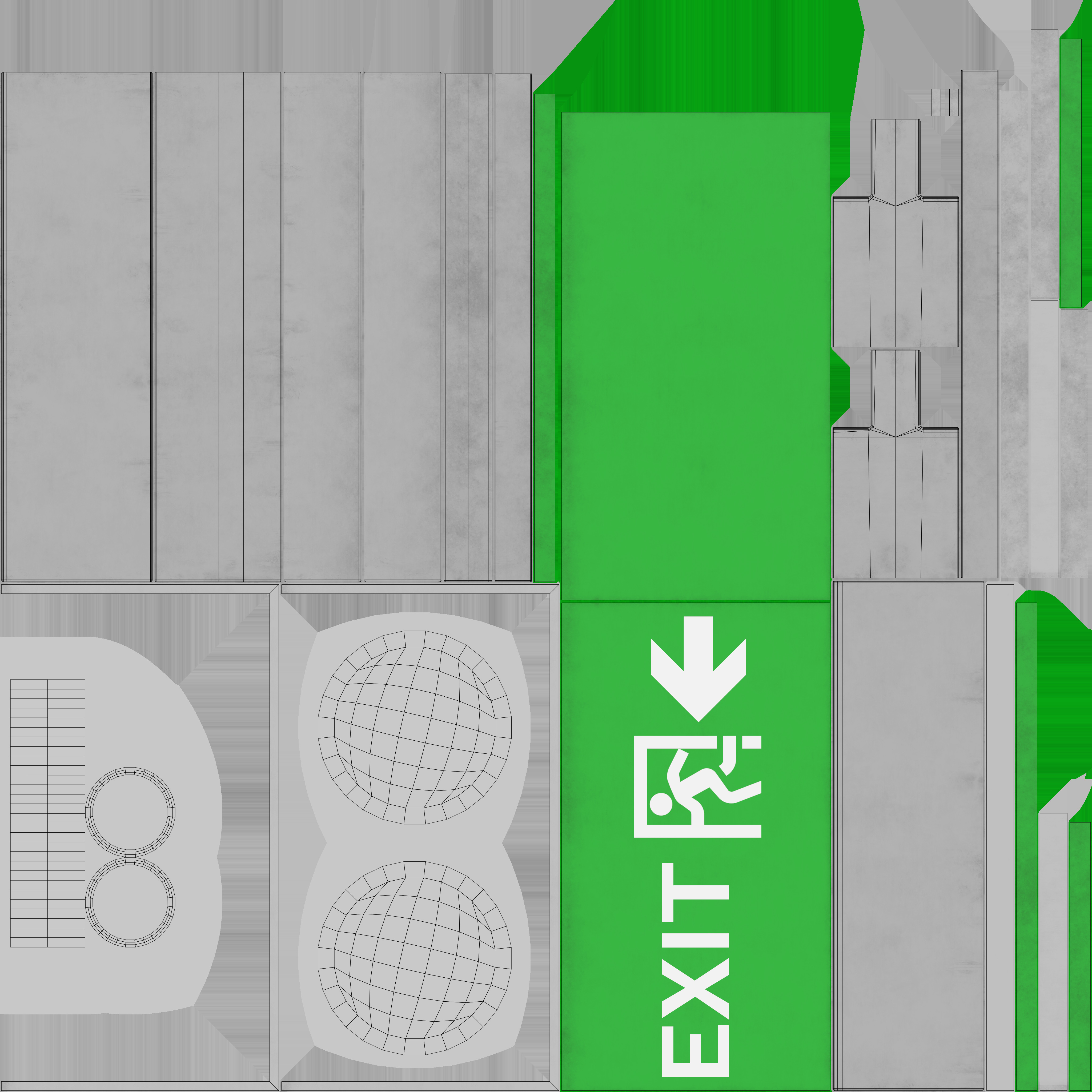 Exit Sign Set Low-poly 3D model_8