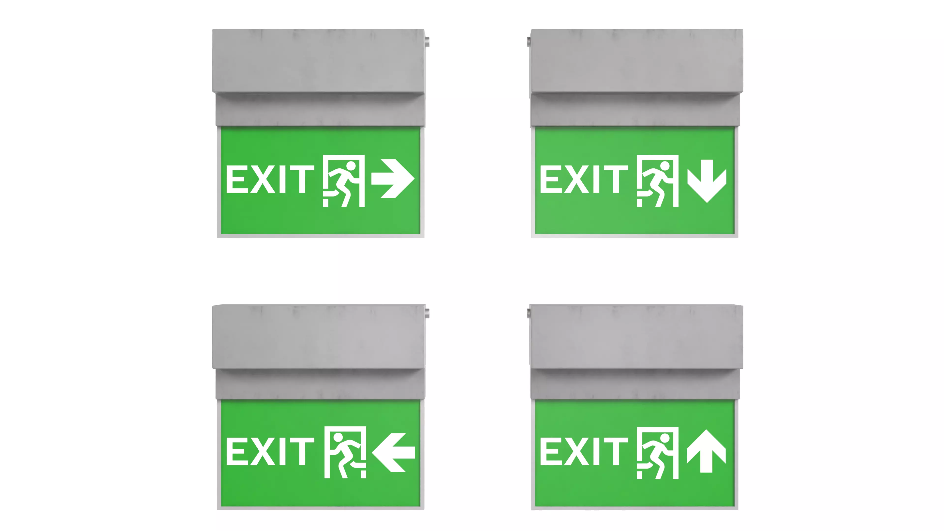 Exit Sign Set Low-poly 3D model_0