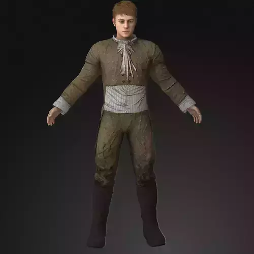 Napoleonic civilian 1812 Low-poly 3D model