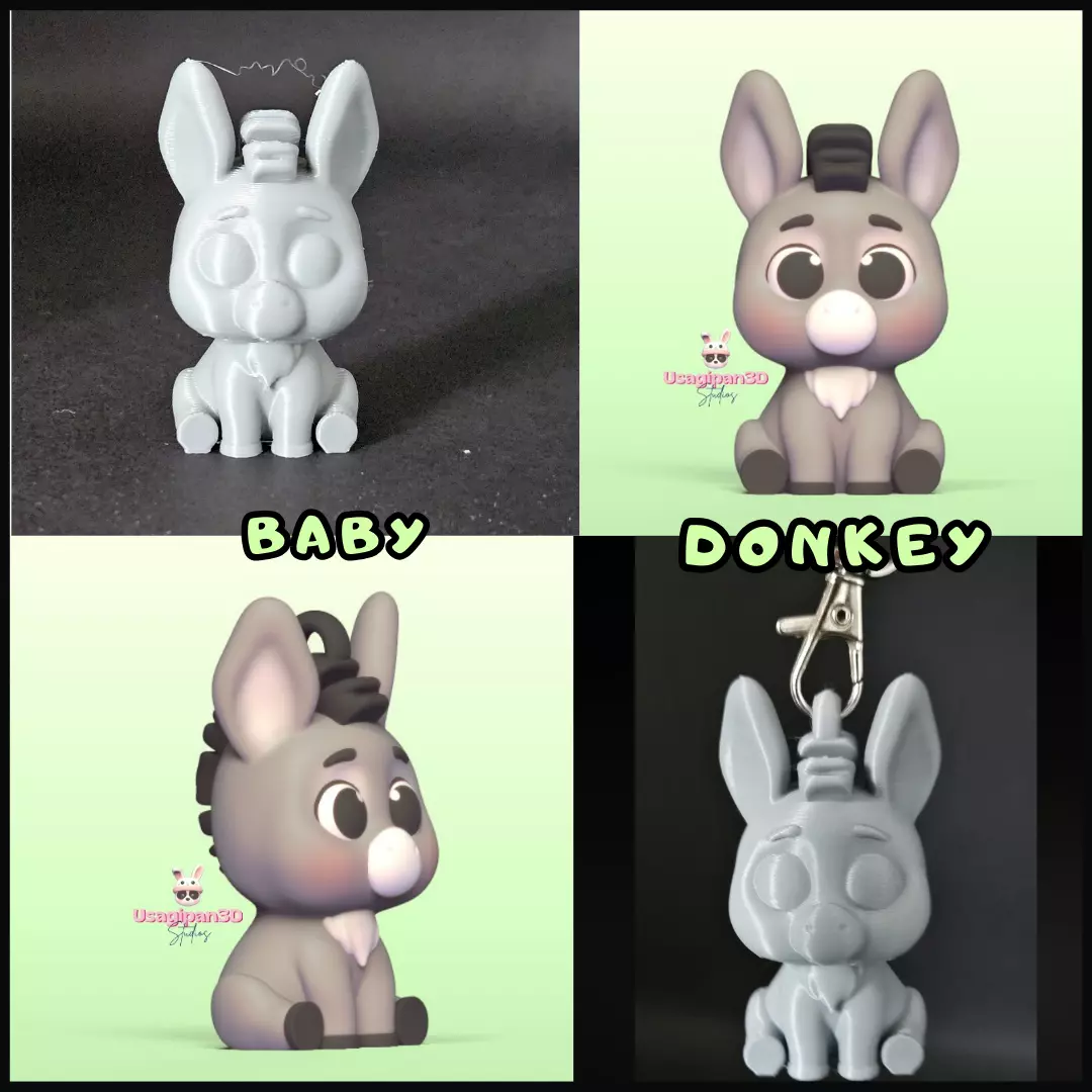 Baby Donkey plus Keychain version 3D print model_0
