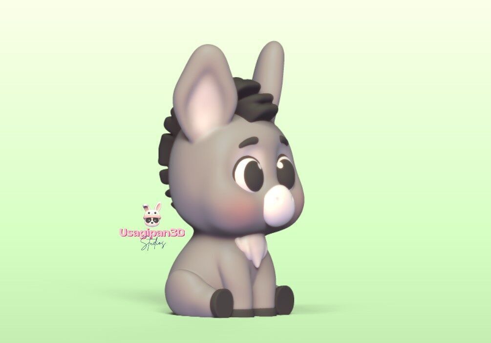 Baby Donkey plus Keychain version 3D print model_2