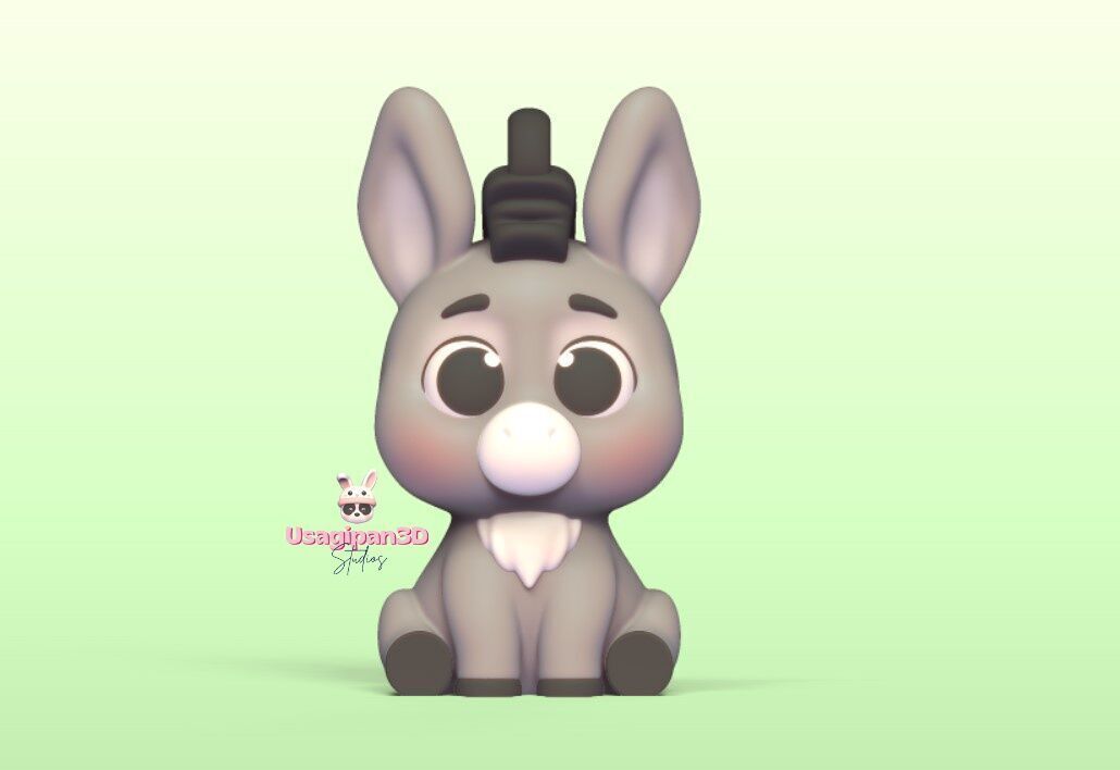 Baby Donkey plus Keychain version 3D print model_5