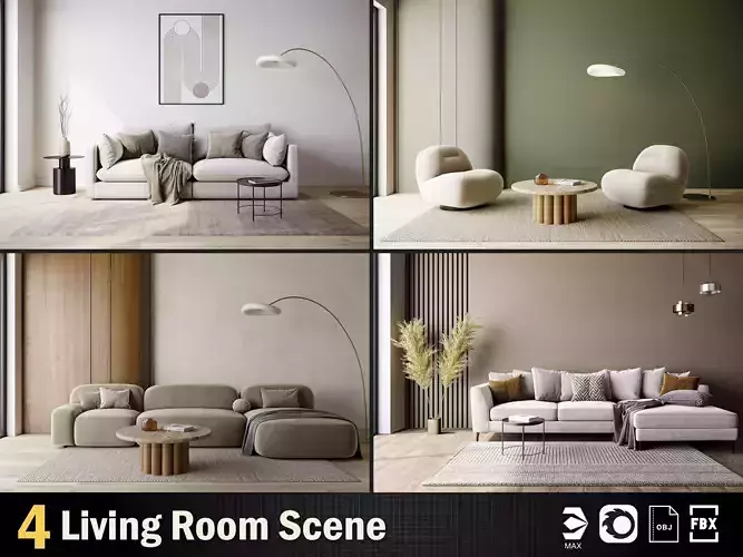 interior living room scene Vol 03 3D Model Collection