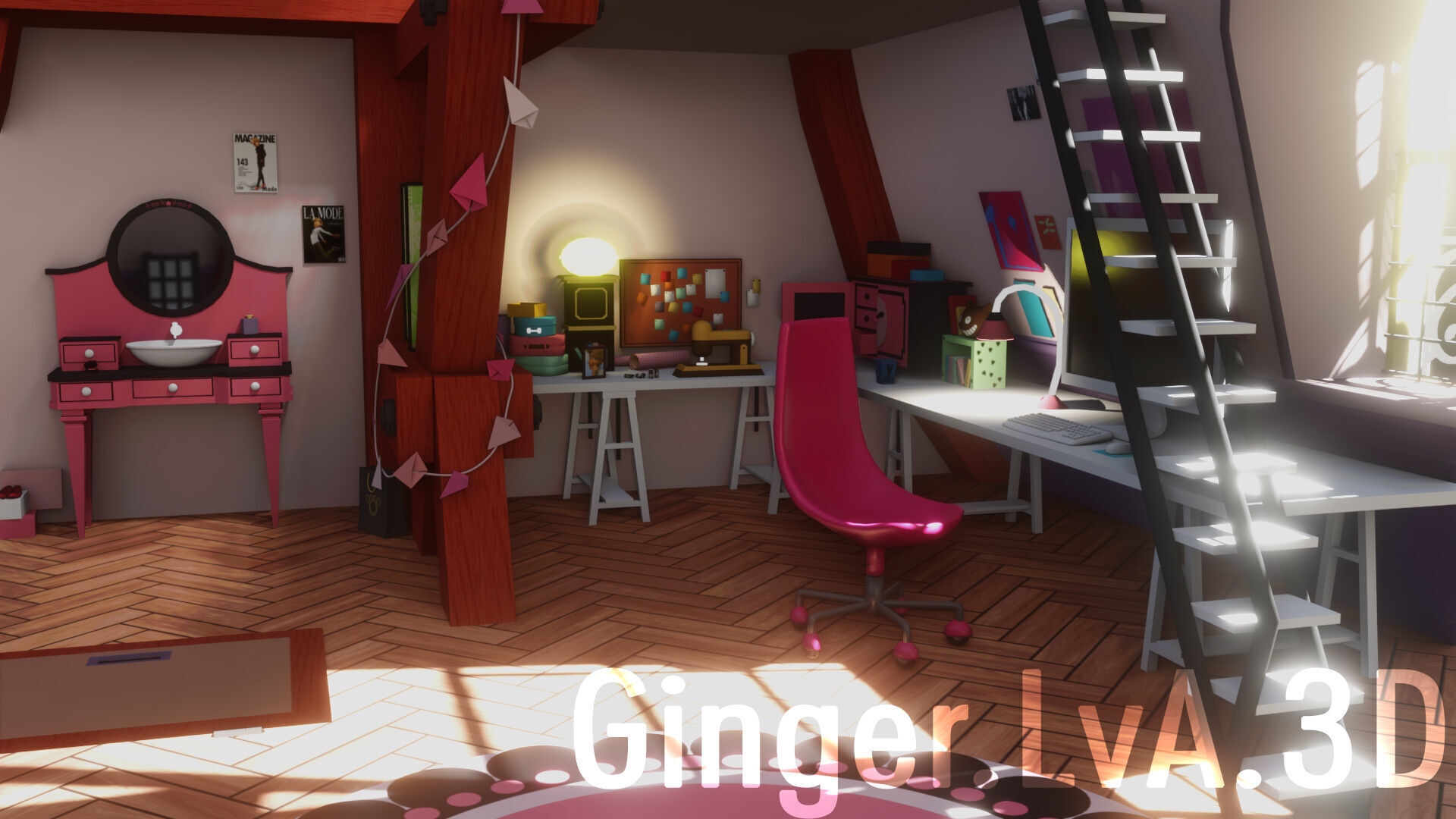 Miraculous Ladybug Marinette Room Low Poly 3D scene environment Low-poly 3D model_2
