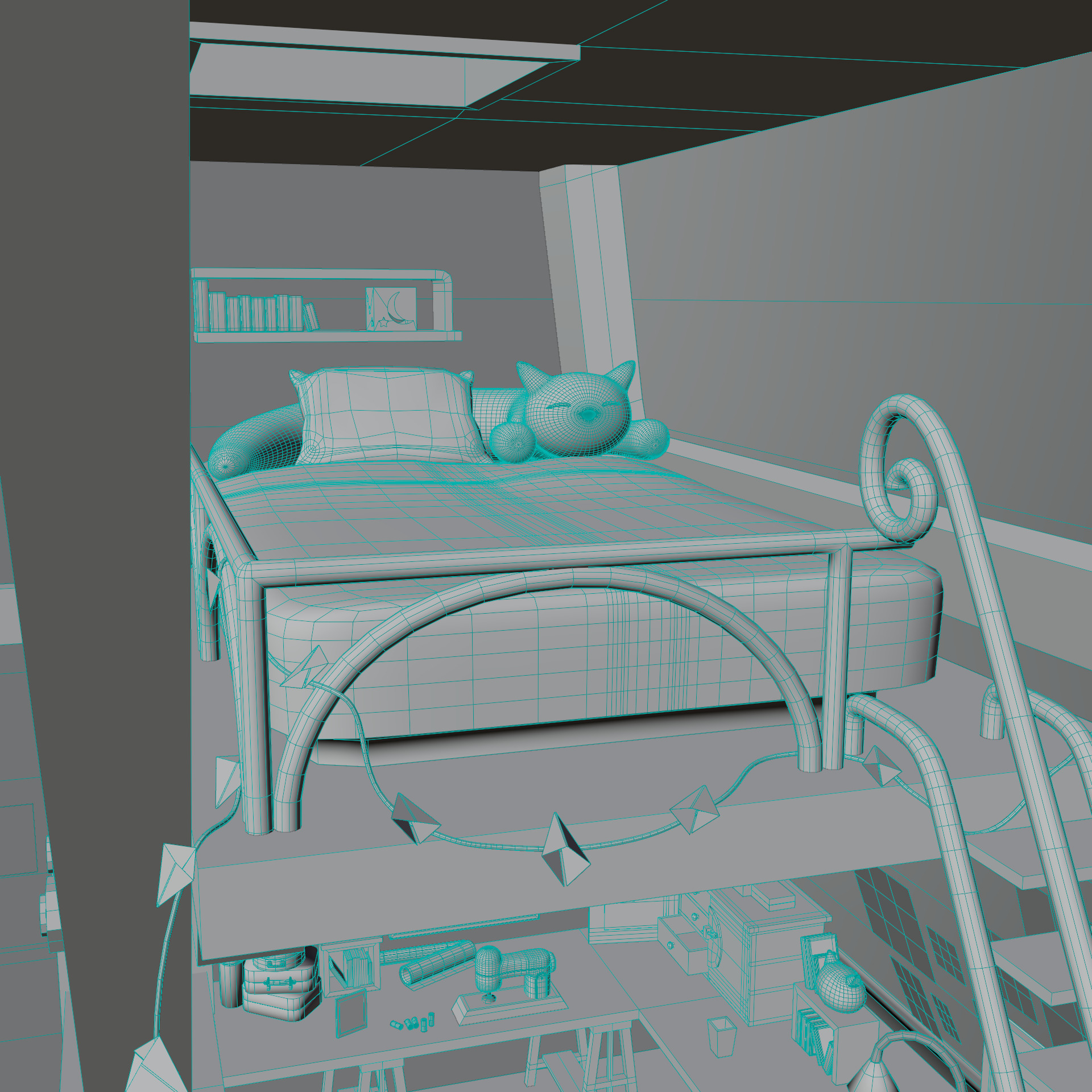 Miraculous Ladybug Marinette Room Low Poly 3D scene environment Low-poly 3D model_15