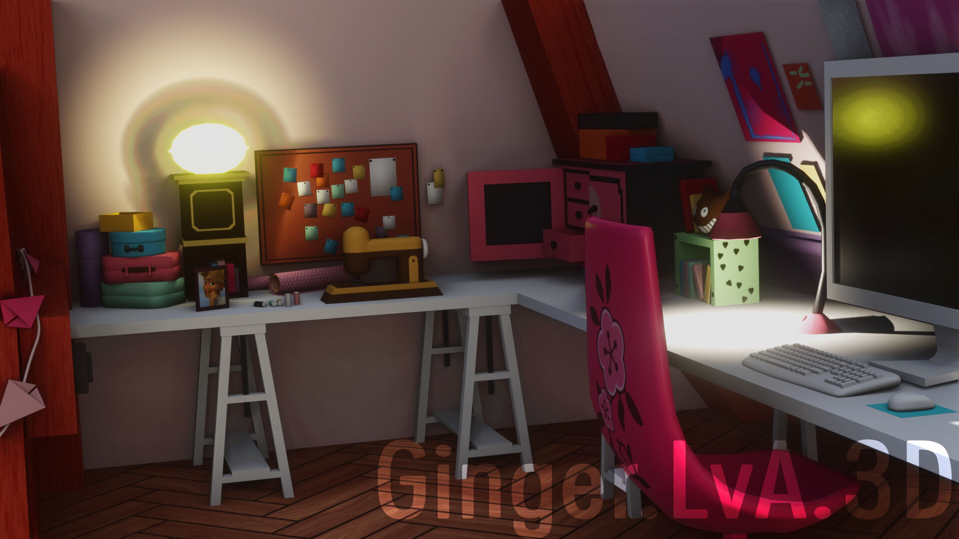 Miraculous Ladybug Marinette Room Low Poly 3D scene environment Low-poly 3D model_8