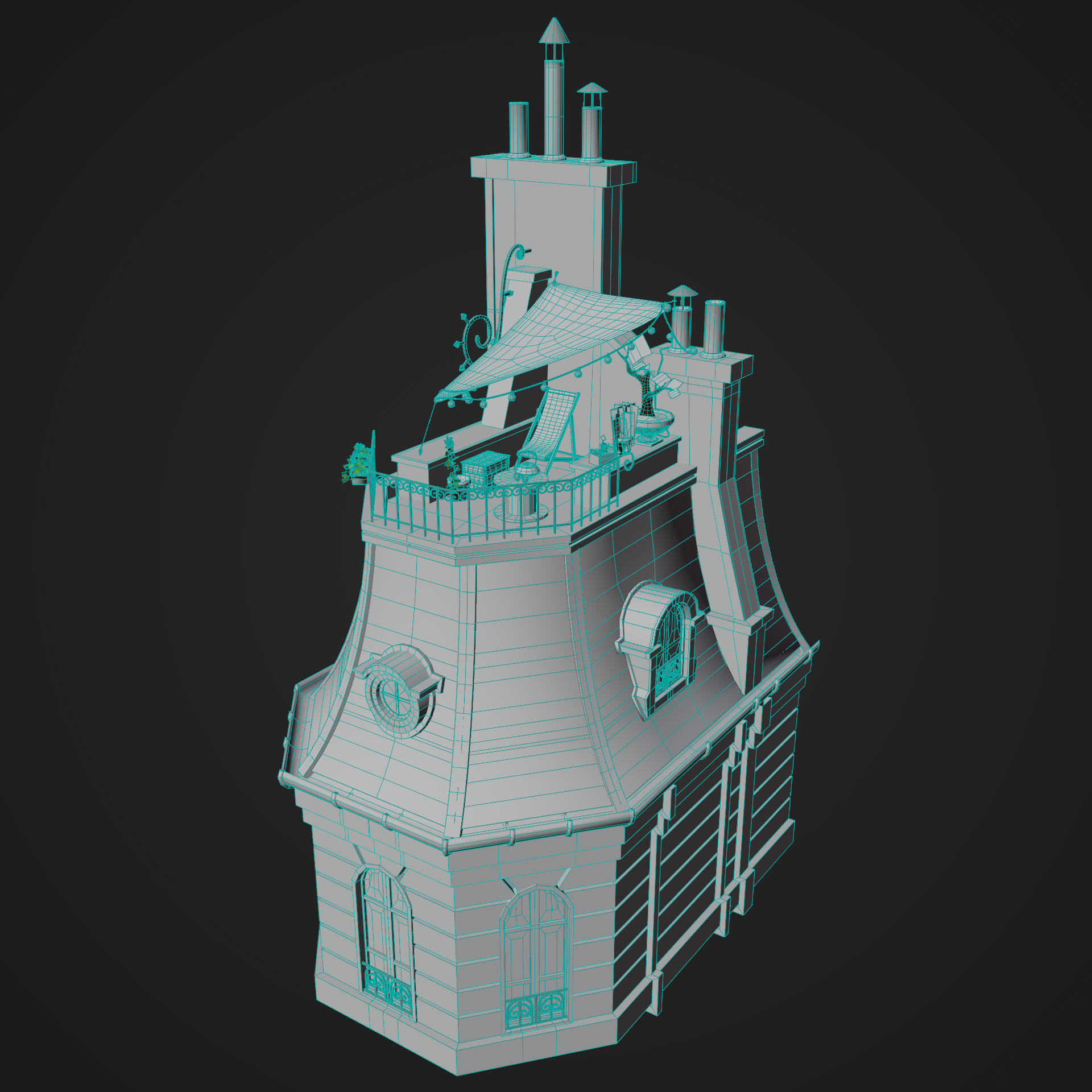 Miraculous Ladybug Marinette Room Low Poly 3D scene environment Low-poly 3D model_10