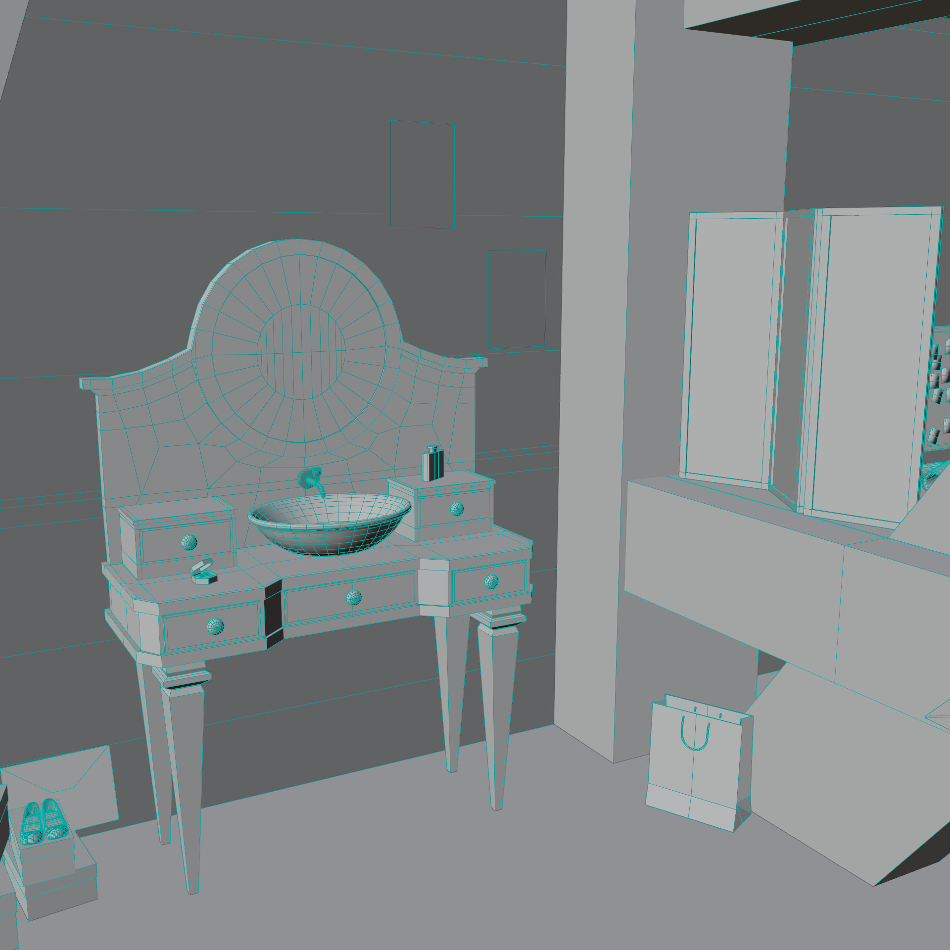 Miraculous Ladybug Marinette Room Low Poly 3D scene environment Low-poly 3D model_17