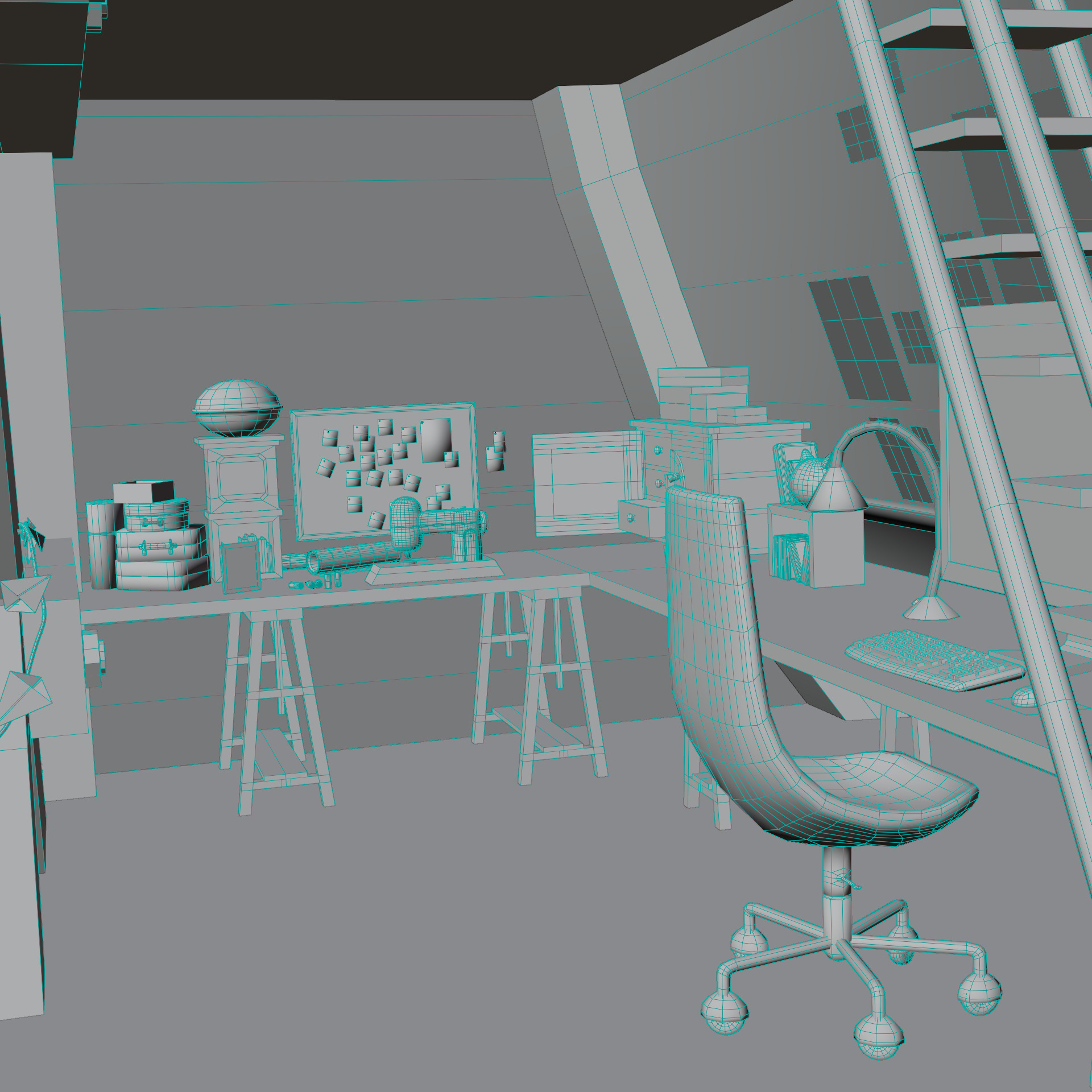 Miraculous Ladybug Marinette Room Low Poly 3D scene environment Low-poly 3D model_13