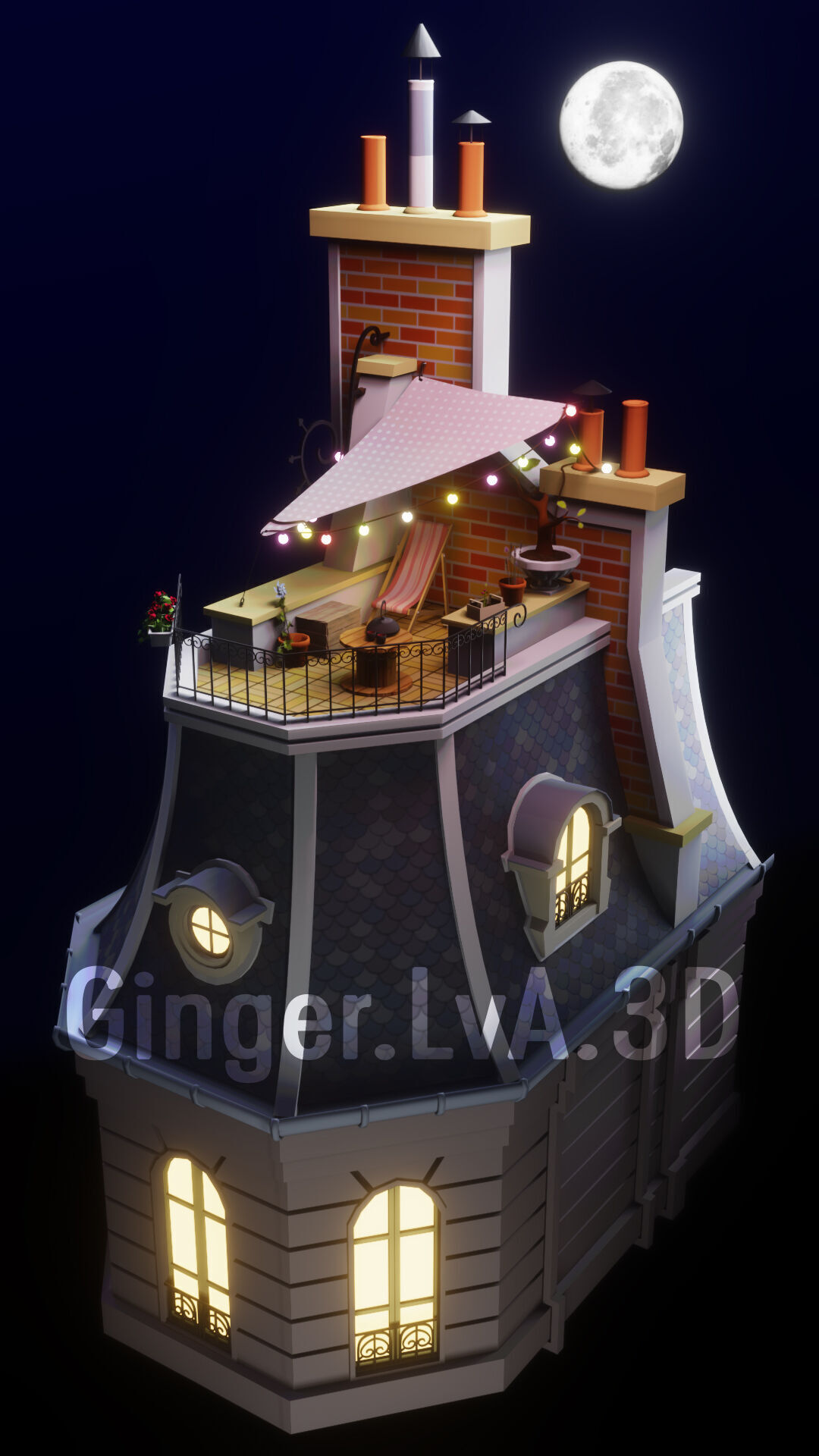 Miraculous Ladybug Marinette Room Low Poly 3D scene environment Low-poly 3D model_6