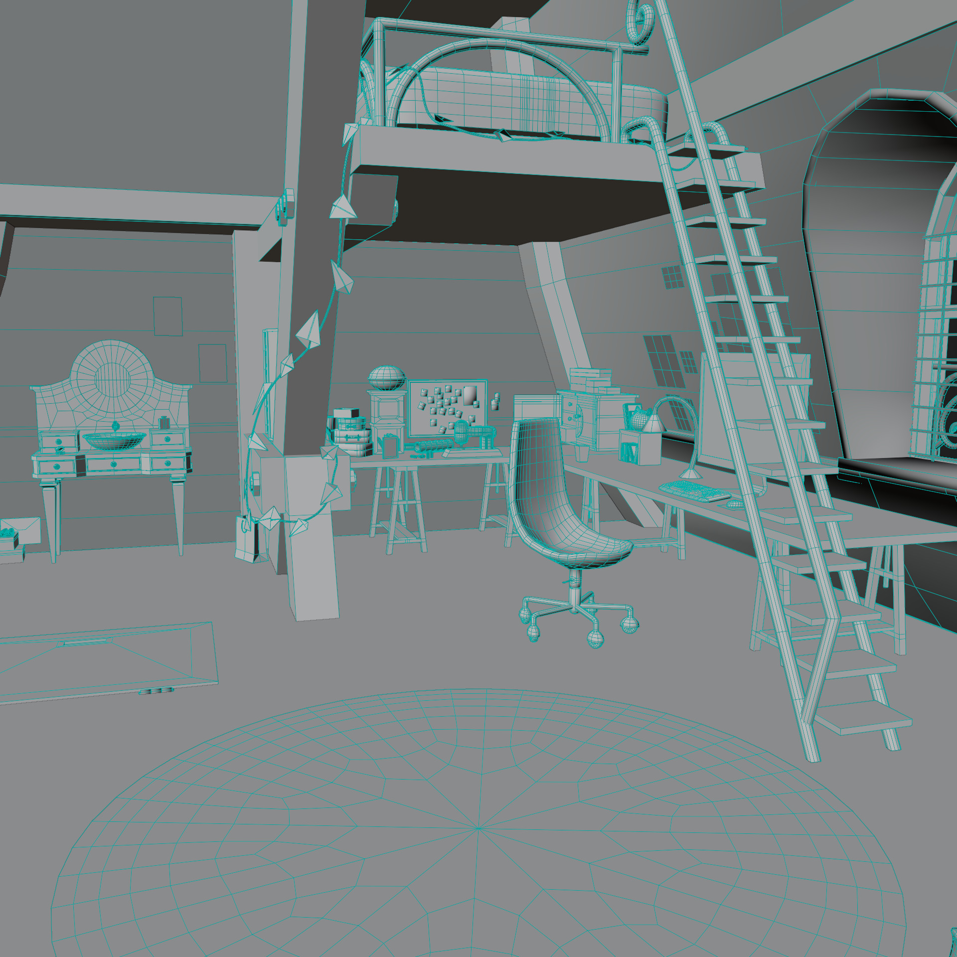 Miraculous Ladybug Marinette Room Low Poly 3D scene environment Low-poly 3D model_16