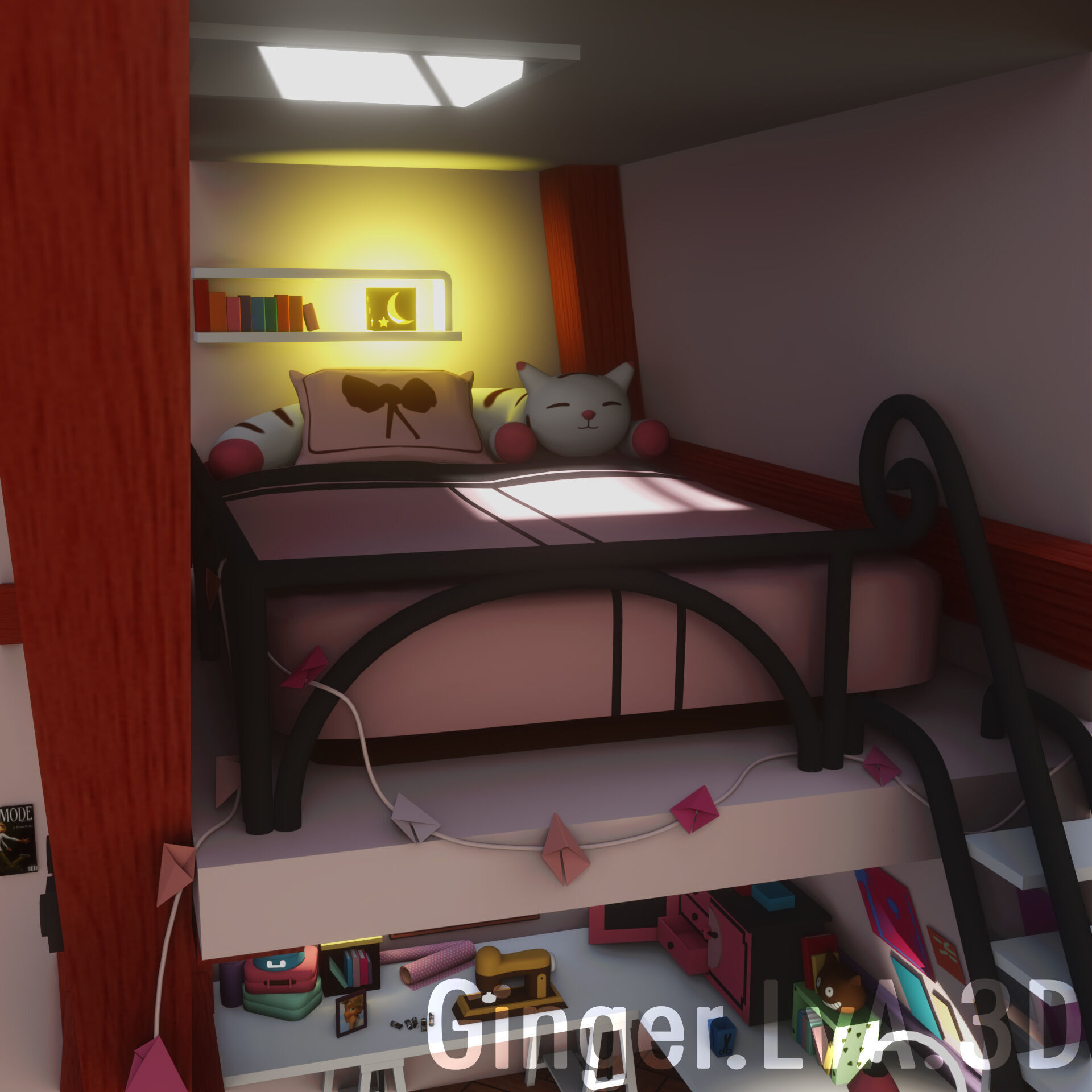 Miraculous Ladybug Marinette Room Low Poly 3D scene environment Low-poly 3D model_4