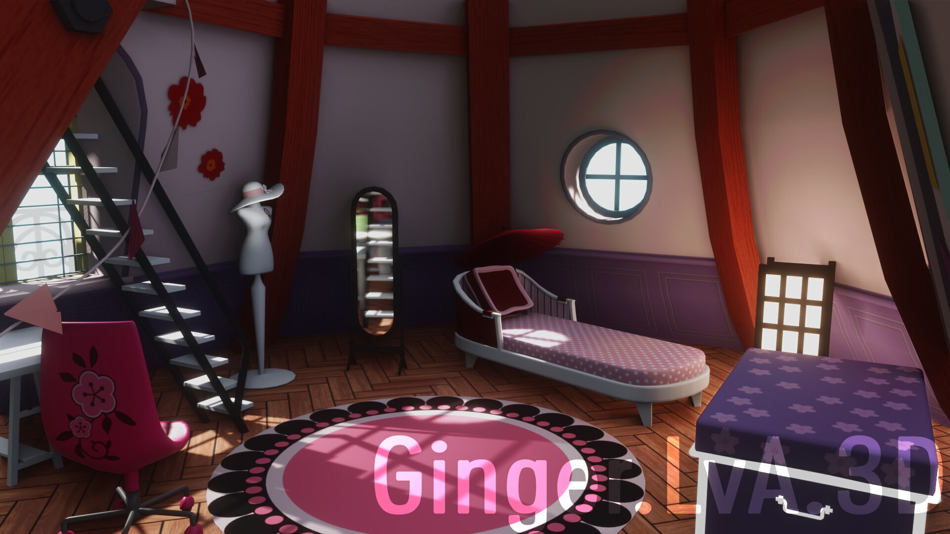 Miraculous Ladybug Marinette Room Low Poly 3D scene environment Low-poly 3D model_5