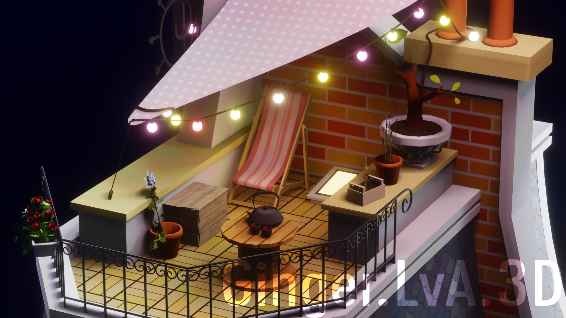 Miraculous Ladybug Marinette Room Low Poly 3D scene environment Low-poly 3D model_7