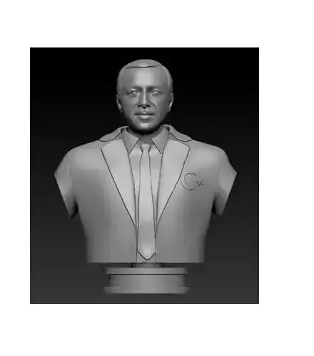 Recep Tayyip Erdogan 3D Model STL Dosyasi Dekoratif Bust  3D print model