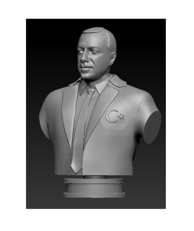 Recep Tayyip Erdogan 3D Model STL Dosyasi Dekoratif Bust 3D print model_2