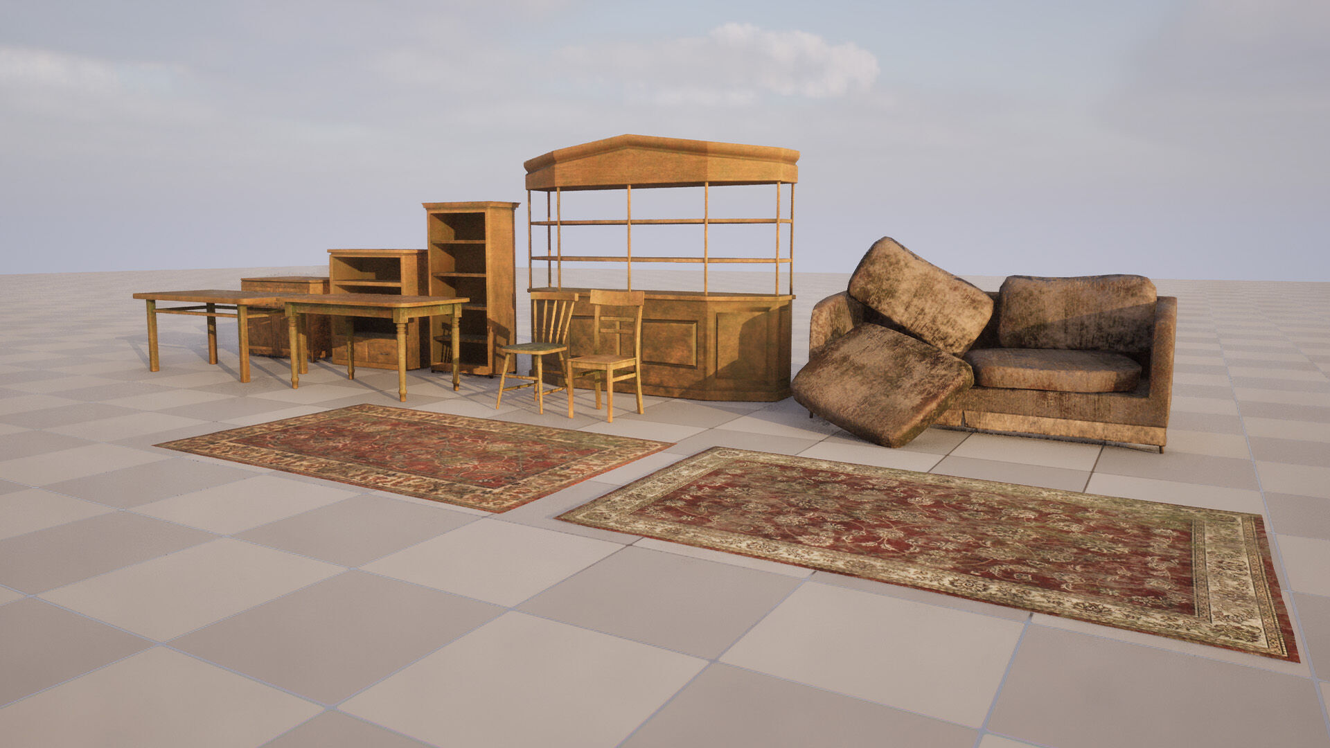 Old Furniture Pack Low-poly 3D model_8