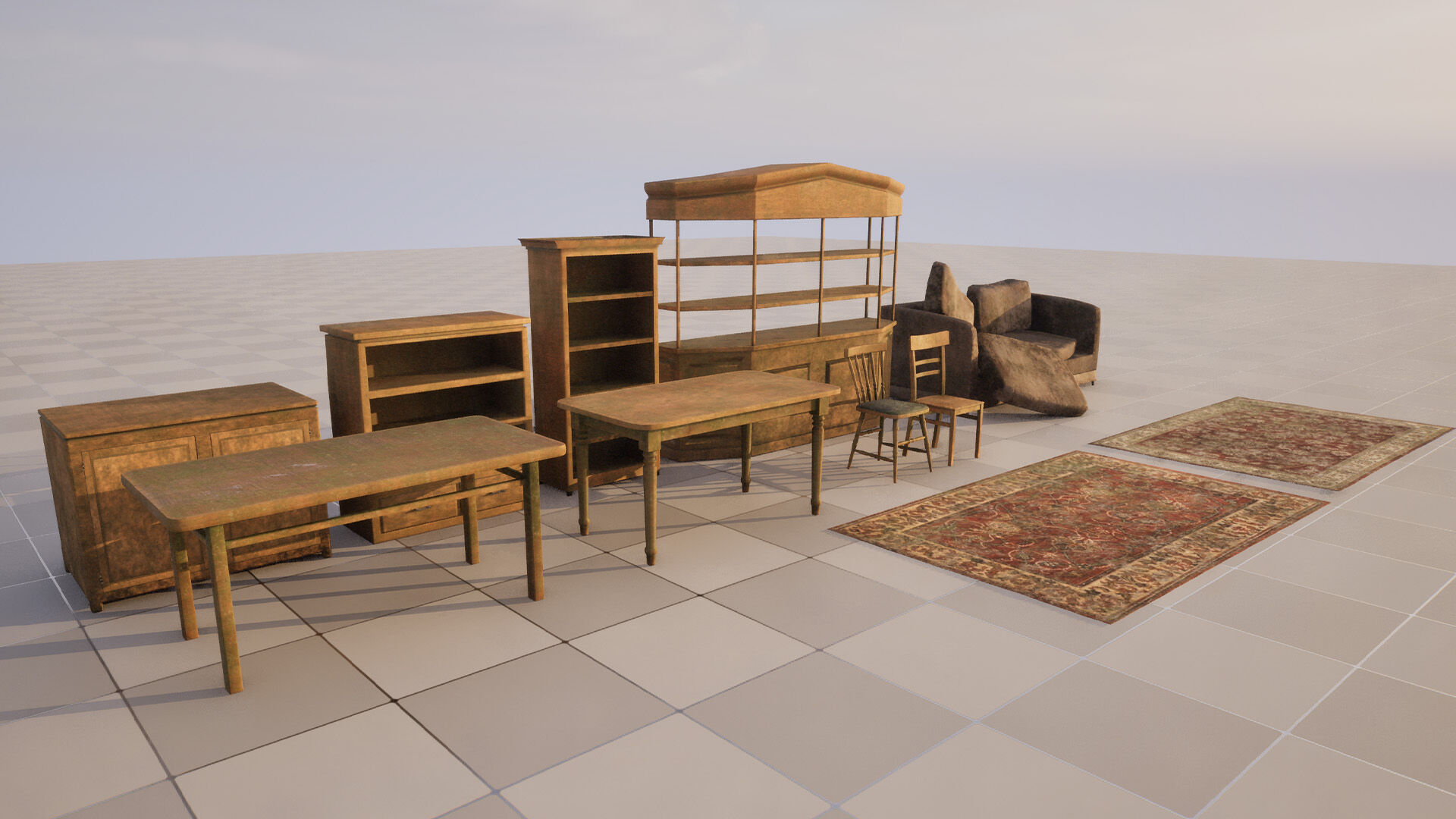 Old Furniture Pack Low-poly 3D model_1