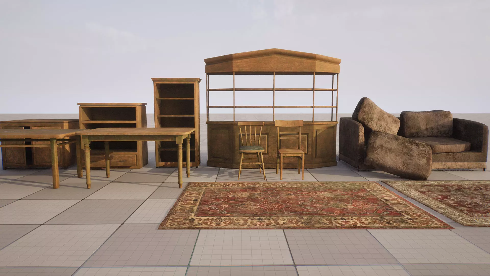 Old Furniture Pack Low-poly 3D model_0