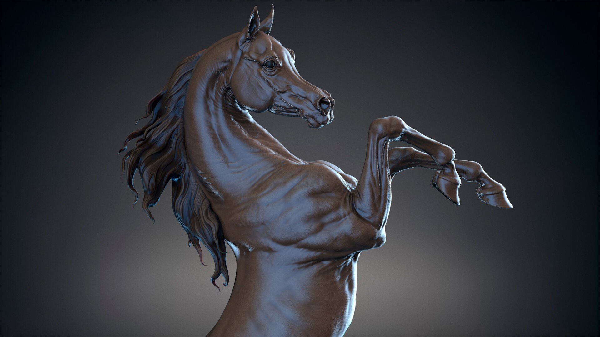 Rearing Arabian horse - 3D Sculpting 3D print model_16