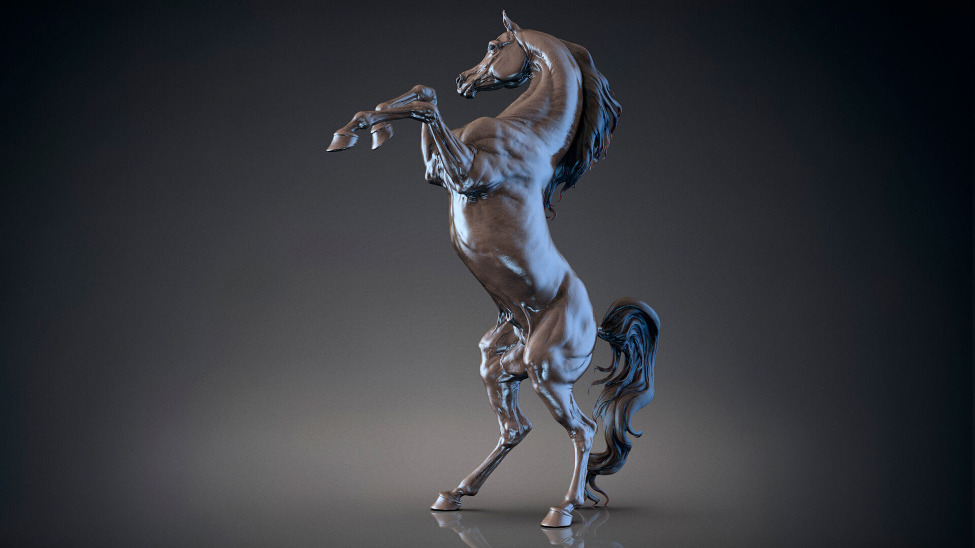 Rearing Arabian horse - 3D Sculpting 3D print model_13