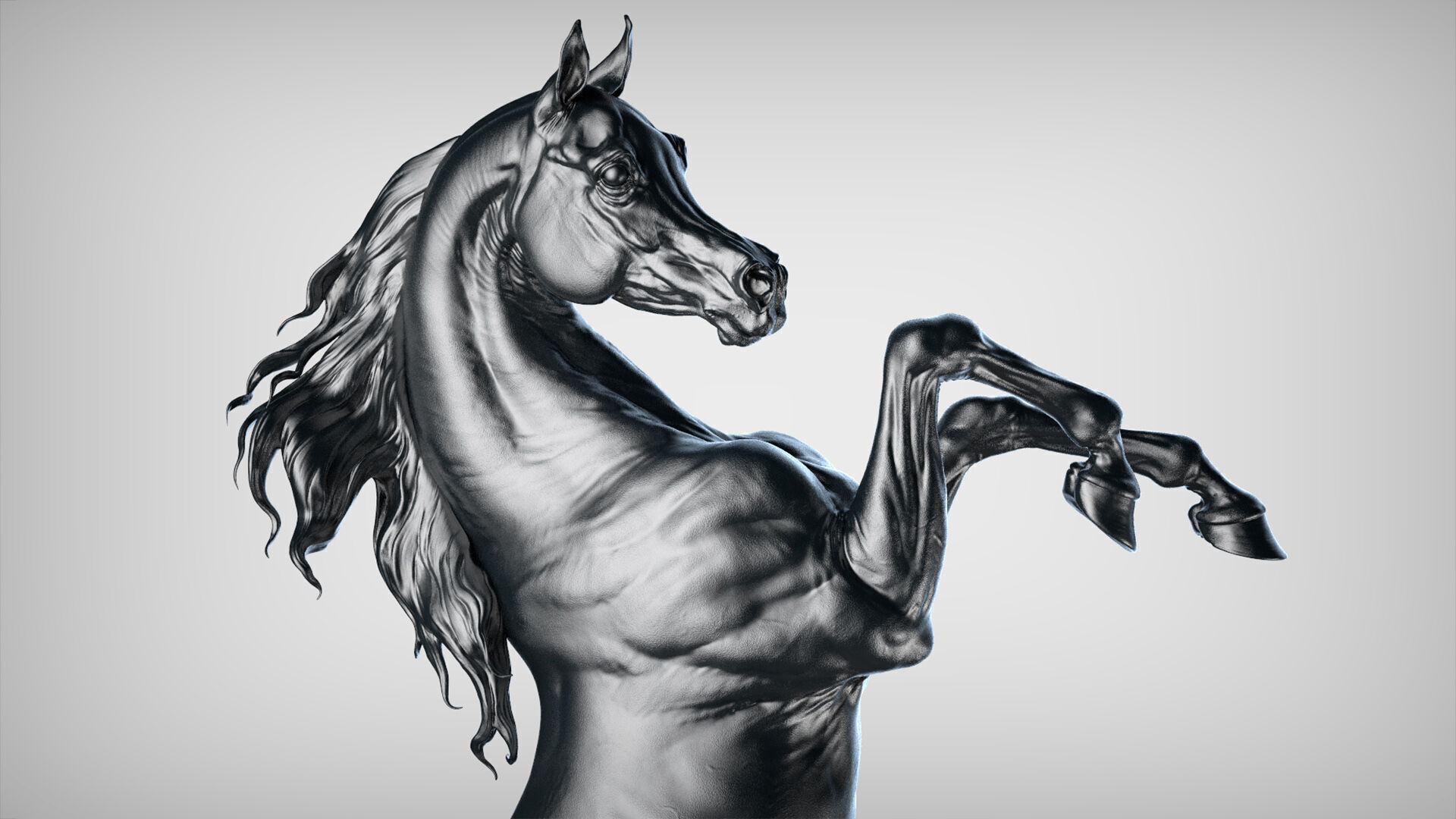 Rearing Arabian horse - 3D Sculpting 3D print model_9