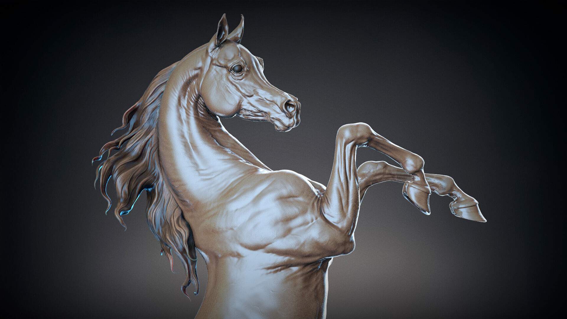 Rearing Arabian horse - 3D Sculpting 3D print model_15