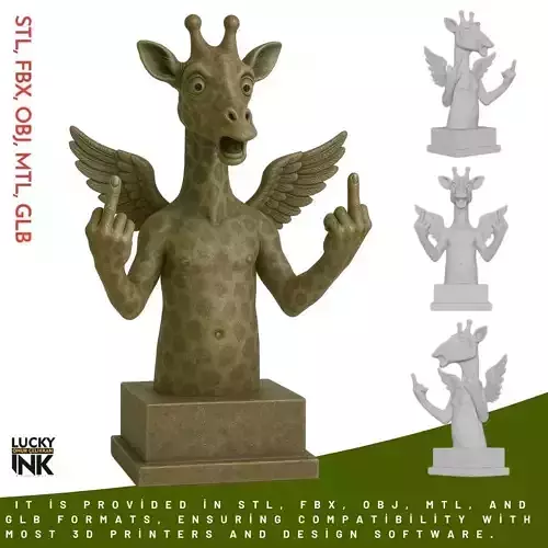 3D Printable Posing Giraffe  FBX STL OBJ
