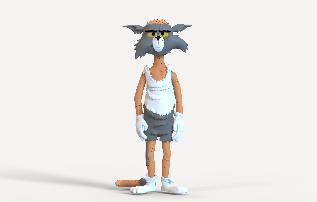 TOM AND JERRY PACK -BALD TOM-TOM PANSHAPED FACE AND STAIRSSHAPED 3D print model_4