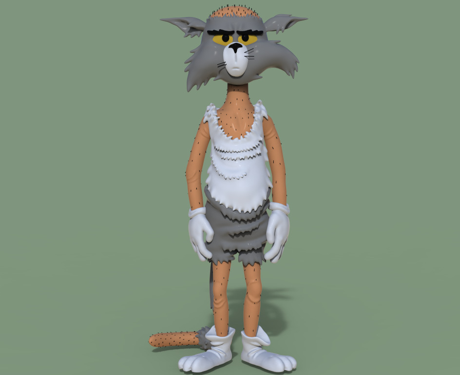 TOM AND JERRY PACK -BALD TOM-TOM PANSHAPED FACE AND STAIRSSHAPED 3D print model_1