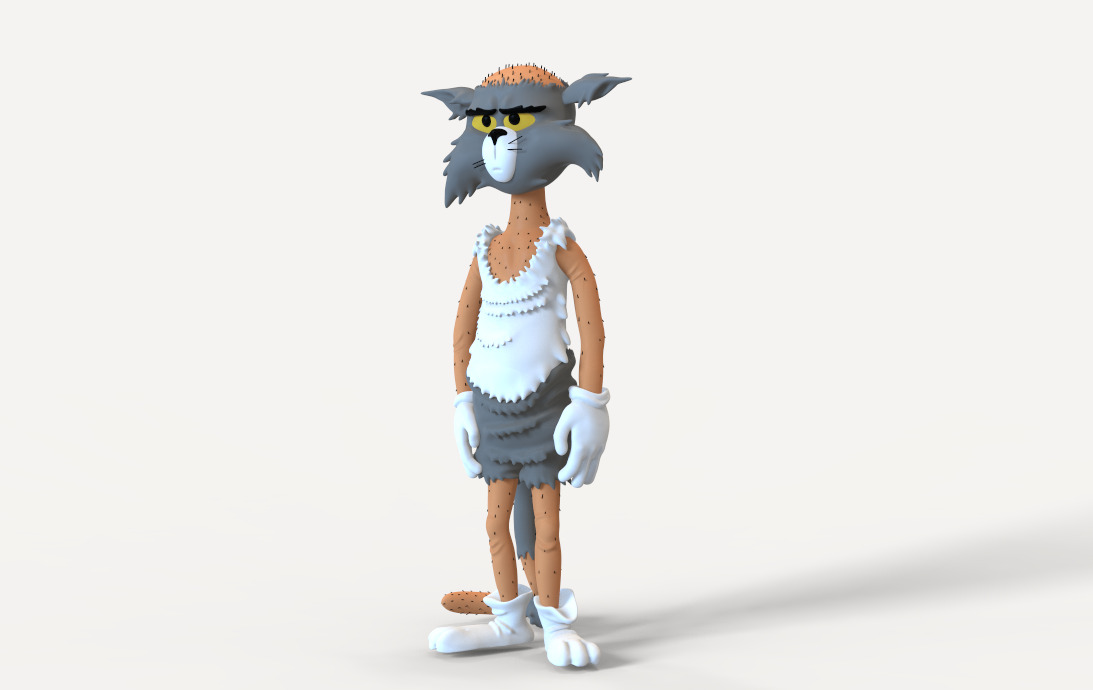 TOM AND JERRY PACK -BALD TOM-TOM PANSHAPED FACE AND STAIRSSHAPED 3D print model_5