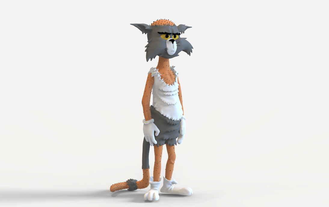 TOM AND JERRY PACK -BALD TOM-TOM PANSHAPED FACE AND STAIRSSHAPED 3D print model_11