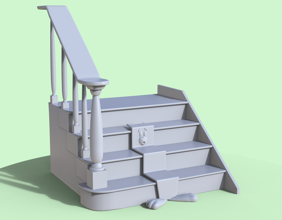 TOM AND JERRY PACK -BALD TOM-TOM PANSHAPED FACE AND STAIRSSHAPED 3D print model_30