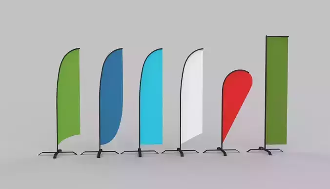 Banner Commercial Flags 3D model