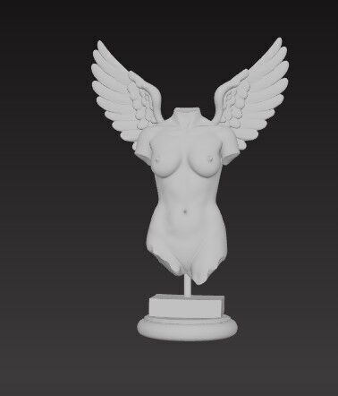 Two Winged Female Angel Statue 3D Printable FBX STL OBJ 3D print model_3