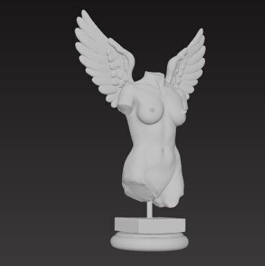Two Winged Female Angel Statue 3D Printable FBX STL OBJ 3D print model_1