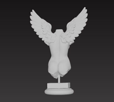 Two Winged Female Angel Statue 3D Printable FBX STL OBJ 3D print model_2