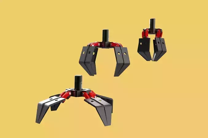 CRANE ATTACHMENT ARM GRABBER GRAPPLE HOOK JAW TONG CRAWLER HOOK 3D model