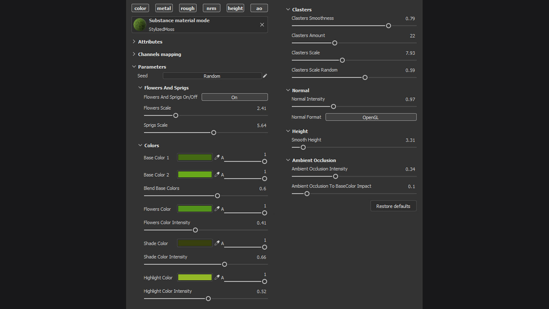 Stylized Moss PBR Substance material and textures SBS SBSAR Texture_1