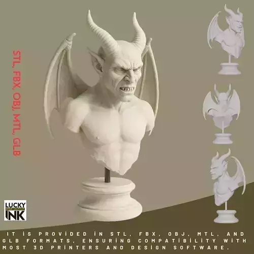 Demon Statue 3D Printable FBX STL OBJ