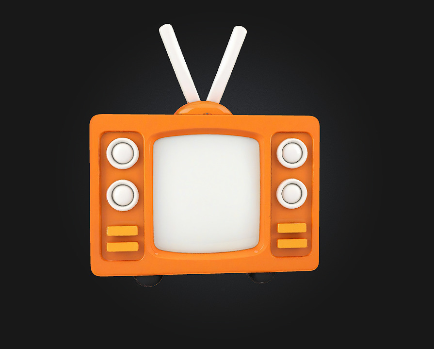 Retro Television Icon  Nostalgic Charm in Pixel-Perfect Form 3D model_5