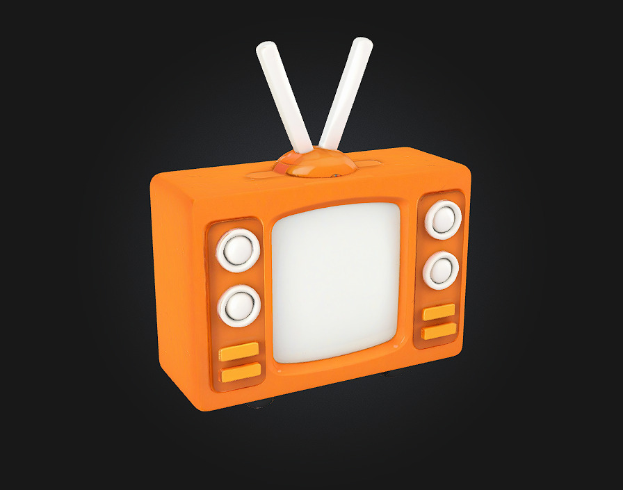 Retro Television Icon  Nostalgic Charm in Pixel-Perfect Form 3D model_1