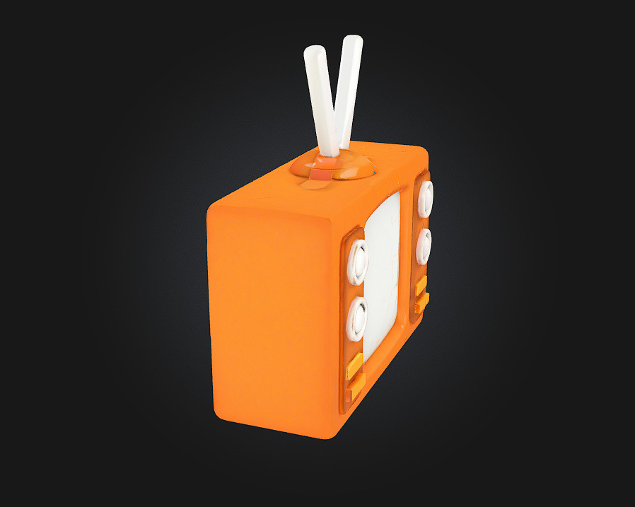 Retro Television Icon  Nostalgic Charm in Pixel-Perfect Form 3D model_3