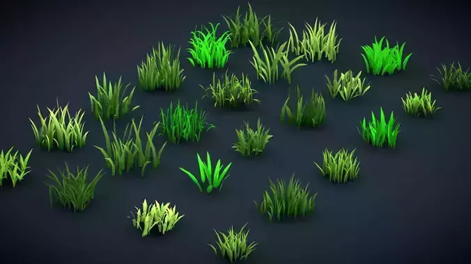 STYLIZED LOW POLY GRASS PACK VOL-1
