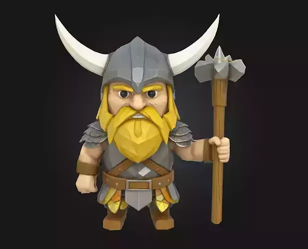 Viking Warrior Cartoon  Bold  Brave in Whimsical Style