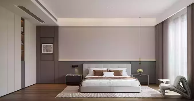 Modern Minimalist Bedroom 3D model